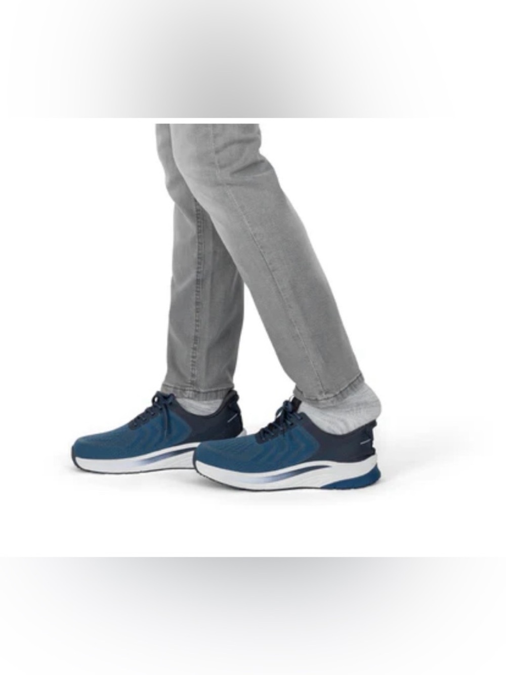 Men's Blue Knit Running Sneakers - Picture 4 of 16